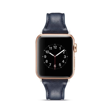Ремешок кожаный BlackPink Узкий для Apple Watch 38/40mm, Темно-синий