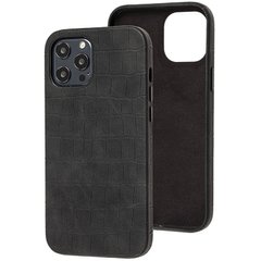 Кожаный чехол Croco Leather для Apple iPhone 12 Pro / 12 (6.1"), Black