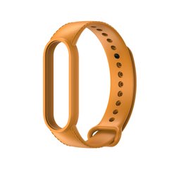 Силиконовый ремешок с имитацией кожи для Mi Band 5 | 6 , Темно-оранжевый