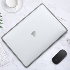 Пластиковая накладка c силиконовым бампером для Macbook Pro 14" A2442, A2779, Прозрачный + Серый бампер