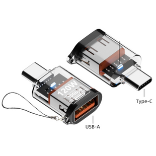Перехідник Type-C на USB 3.2 Gen2 (10Gbps) 120W OTG адаптер Type C &rarr; USB-A, прозорий