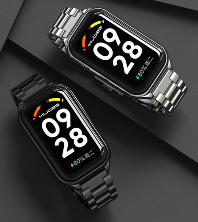 Металевий ремінець з корпусом для Redmi Band 3 / Mi Band 9 Activeчорний