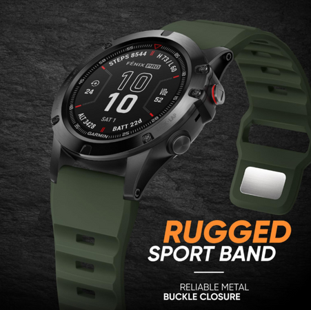 Силіконовий ремінець QuickFit 26 мм для Garmin Fenix 7X/6X/5X, Enduro 2, Tactix, Descent, Epix Pro, Чорний
