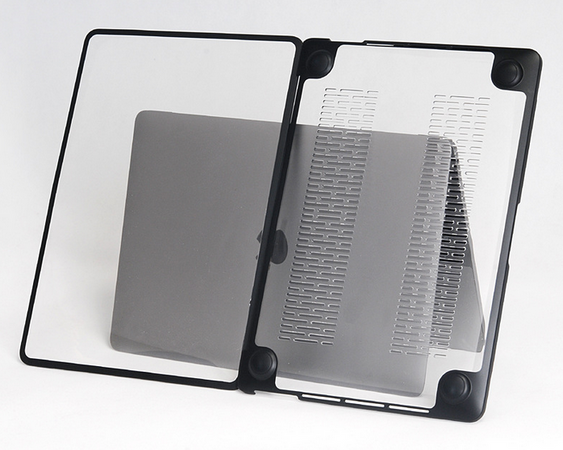 Пластикова накладка c силіконовим бампером для Macbook Pro 14" A2442, A2779, Прозорий + Сірий бампер