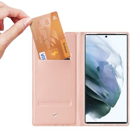 Чехол-книжка Dux Ducis с карманом для визиток для Samsung Galaxy S22 Ultra, Rose Gold