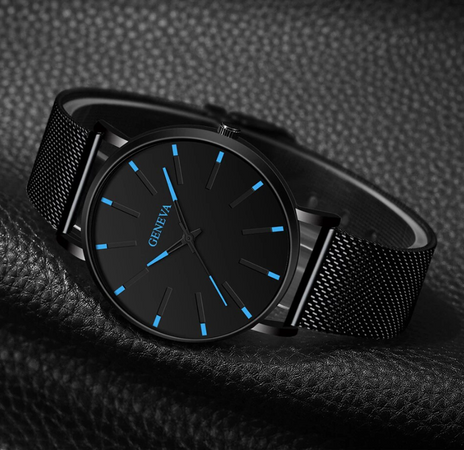 Подарунковий набір Годинник+Браслет 3 в 1 Black+Blue