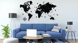 Деревянная карта Мира на стену с названиями Стран, Черная, XXL (300*175 cm)