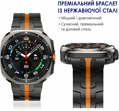 Металевий браслет Butterfly для Samsung Galaxy Watch 8 Classic 46 мм, red line
