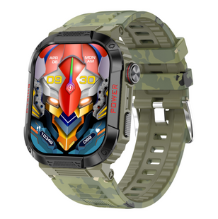 Смарт-часы TANK SKULL 2.02&Prime;, Bluetooth звонки, IP68, военный дизайн, Green Gray