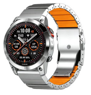 Титановий ремінець для Garmin 26 мм Quick Release &mdash; браслет Titanium з силіконовою вставкою, проти подряпинsilver+orange