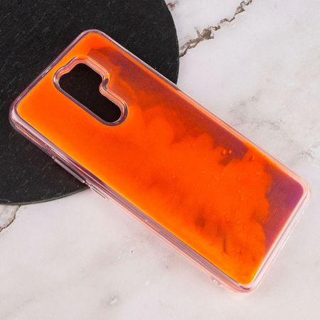 Неоновый чехол Neon Sand glow in the dark для Xiaomi Redmi 9, Фиолетовый / Оранжевый