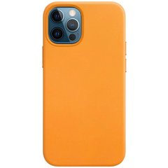 Кожаный чехол Leather Case (AAA) without Logo для Apple iPhone 12 Pro / 12 (6.1"), Yellow