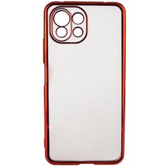 Прозрачный силиконовый чехол глянцевая окантовка Full Camera для Xiaomi Mi 11 Lite, Красный