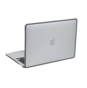 Пластиковая накладка с силиконовым бампером для Macbook Air (M1 | A1932 | A2337) Прозрачный + Серый бампер
