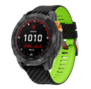 Силіконовий ремінець з карбоновим візерунком 26 мм для Garmin Fenix / Enduro / Tactix, Green