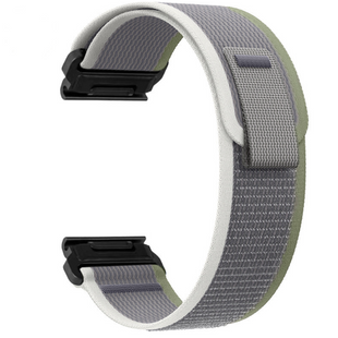 Спортивний нейлоновий ремінець Garmin QuickFit 26 мм для Fenix / Enduro / Tactix (текстиль, липучка), зелений+сірий
