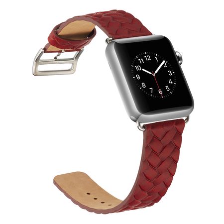 Ремешок кожаный BlackPink с Плетением для Apple Watch 38/40mm, Красный