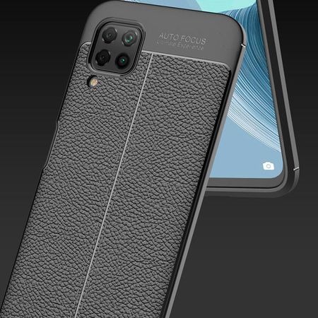 TPU чехол фактурный (с имитацией кожи) для Huawei P40 Lite, Черный