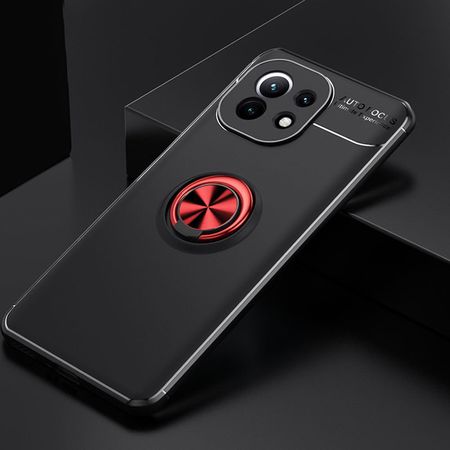 TPU чехол Deen ColorRing под магнитный держатель (opp) для Xiaomi Mi 11, Черный / Красный