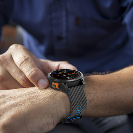 Силіконовий ремінець з карбоновим візерунком 26 мм для Garmin Fenix / Enduro / Tactix, Lihgt Blue