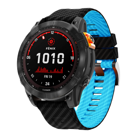 Силіконовий ремінець з карбоновим візерунком 26 мм для Garmin Fenix / Enduro / Tactix, Lihgt Blue