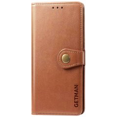 Кожаный чехол книжка GETMAN Gallant (PU) для Samsung Galaxy A21s, Коричневый