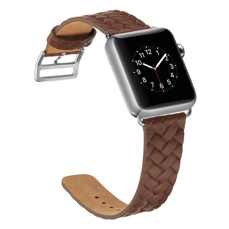 Ремешок кожаный BlackPink с Плетением для Apple Watch 38/40mm, Темно-Коричневый