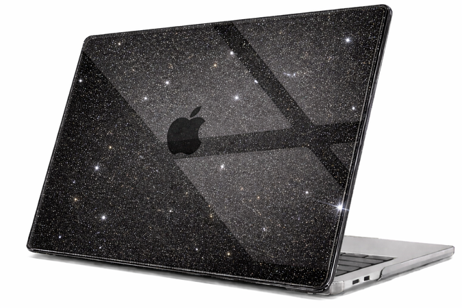 Чехол накладка для MacBook Pro 16" (A2485) М2/3/4 с блестками, Черный