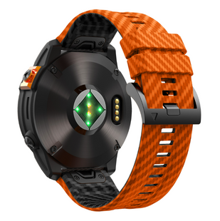 Силіконовий ремінець з карбоновим візерунком 26 мм для Garmin Fenix / Enduro / Tactix, Orange+Black