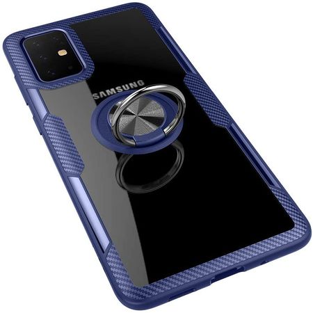 TPU+PC чехол Deen CrystalRing for Magnet (opp) для Samsung Galaxy A51, Бесцветный / Синий