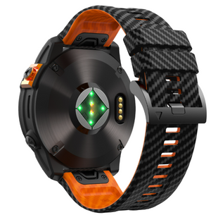 Силіконовий ремінець з карбоновим візерунком 26 мм для Garmin Fenix / Enduro / Tactix, Black orange
