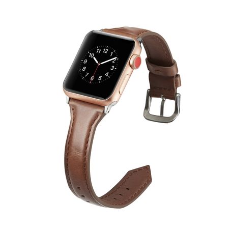 Ремешок кожаный BlackPink Узкий для Apple Watch 38/40mm, Коричневый