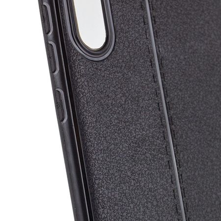 TPU чехол фактурный (с имитацией кожи) для Huawei Y8p (2020) / P Smart S, Черный