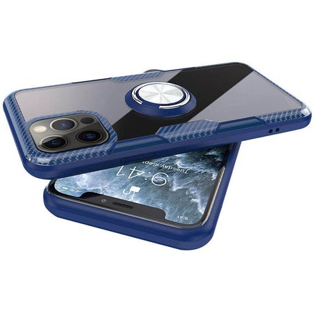 TPU+PC чехол Deen CrystalRing for Magnet (opp) для Apple iPhone 13 Pro Max (6.7"), Бесцветный / Темно-синий