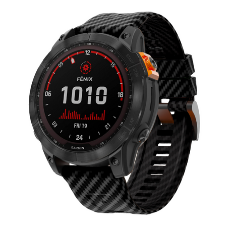 Силиконовый ремешок с карбоновым узором 22 мм для Garmin Fenix / Enduro / Tactix, Black