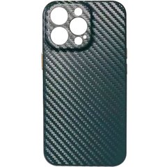 Кожаный чехол Leather Case Carbon series для Apple iPhone 13 Pro Max (6.7"), Зеленый