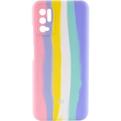 Чехол Silicone Cover Full Rainbow для Xiaomi Redmi Note 10 5G / Poco M3 Pro, Розовый / Сиреневый