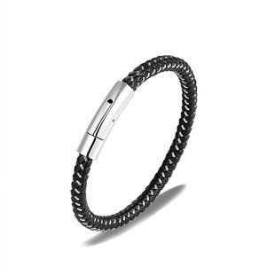 Браслет кожаный BlackPink Silver Skin, 19 см