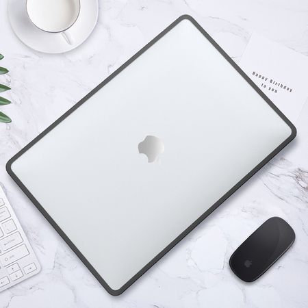 Чехол накладка c силиконовым бампером для Macbook Pro 14.2 M2/3/4 A2442 A2442, A2779, Прозрачный + Черный бампер