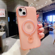 Магнітний чохол з попсокет для iPhone 12 Pro Max + Magsafe Полупрозорий матовий, Розовый