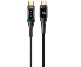 Дата кабель USAMS US-SJ591 Type-C to Type-C PD 100W Transparent Digital Display Cable (2m)