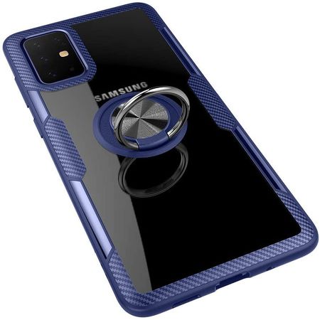 TPU+PC чехол Deen CrystalRing for Magnet (opp) для Samsung Galaxy A71, Бесцветный / Синий