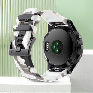 Силіконовий ремінець для Garmin Fenix 7X / 6X / 5X (26 мм), Камуфляжний білий