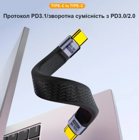 Гибкий кабель USB-C 240W (40 Гбит/с) - прямой коннектор &rarr; прямой, Thunderbolt 4 / USB4 / PD зарядка