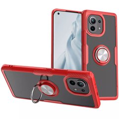 TPU+PC чехол Deen CrystalRing for Magnet (opp) для Xiaomi Mi 11, Бесцветный / Красный