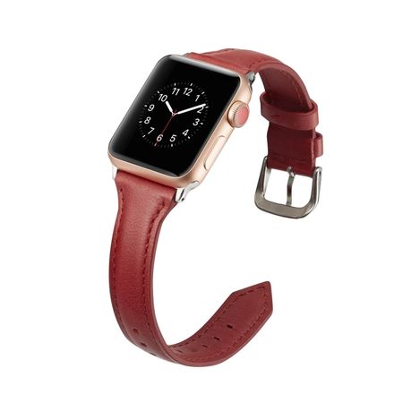 Ремешок кожаный BlackPink Узкий для Apple Watch 38/40mm, Бордовый