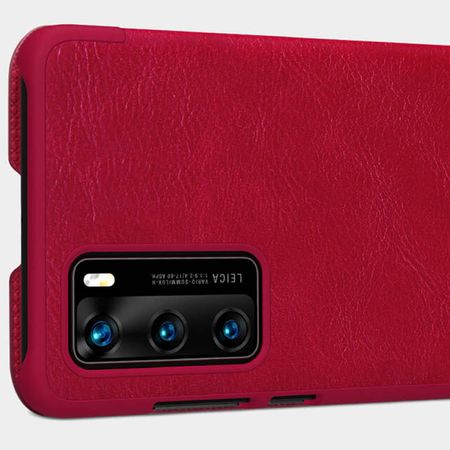Кожаный чехол (книжка) Nillkin Qin Series для Huawei P40, Красный