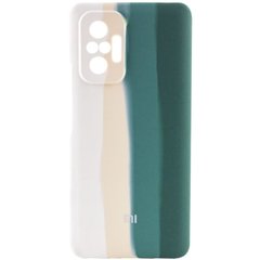 Чехол Silicone Cover Full Rainbow для Xiaomi Redmi Note 10 Pro / 10 Pro Max, Белый / Зеленый