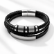Браслет шкіряний " Luxe Layer " 21см., Silver