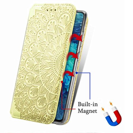 Кожаный чехол книжка GETMAN Mandala (PU) для Samsung Galaxy A31, Желтый